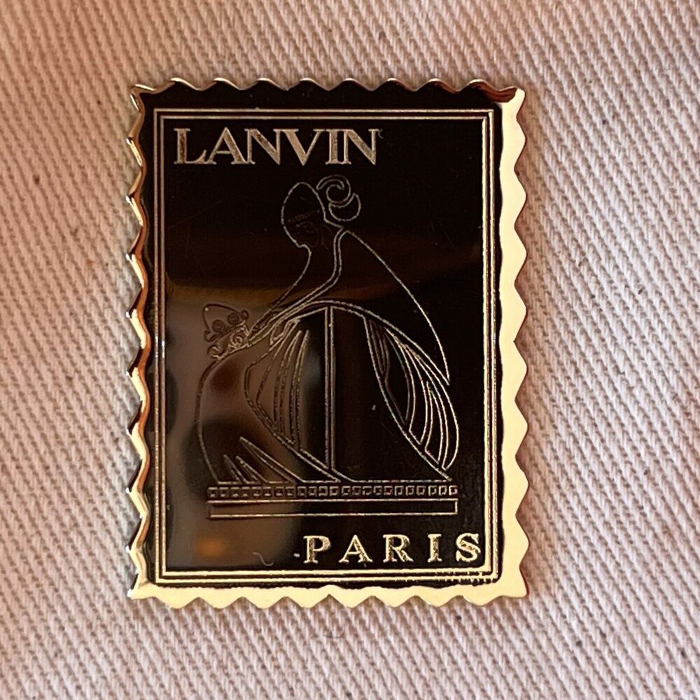 Lanvin White Leather Envelope Necklace Gold Plated Brass Stamp Adjustable - Picture 6 of 10